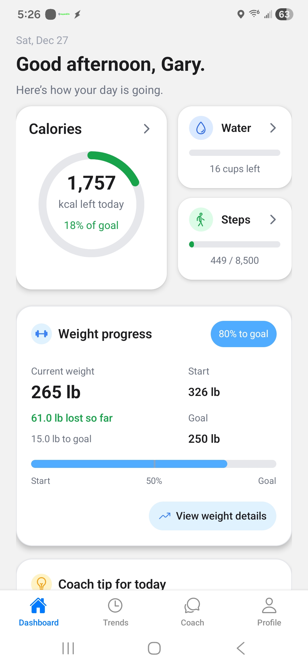 HealthyTrack+ dashboard screenshot